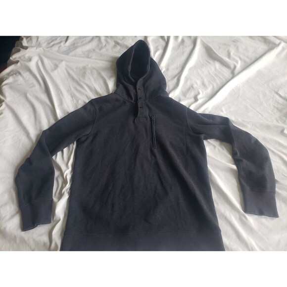 Relwen Windsurf Hoodie Mens Medium  Navy Heather Snap Up Pullover Sweatshirt - Picture 1 of 11